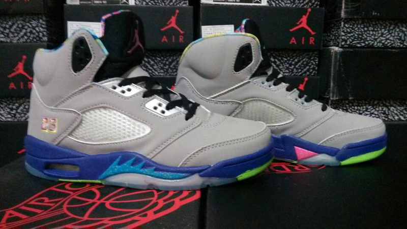 Air Jordan 5 Mens Shoes Black/Gray/Blue/Green Online